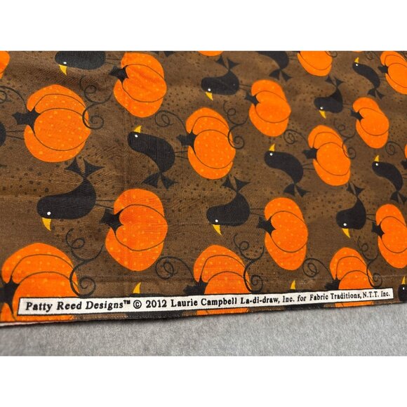Patty Reed Designs Halloween Fabric Black Birds Orange Pumpkins 1/2 yard x 44" C - Picture 3 of 5